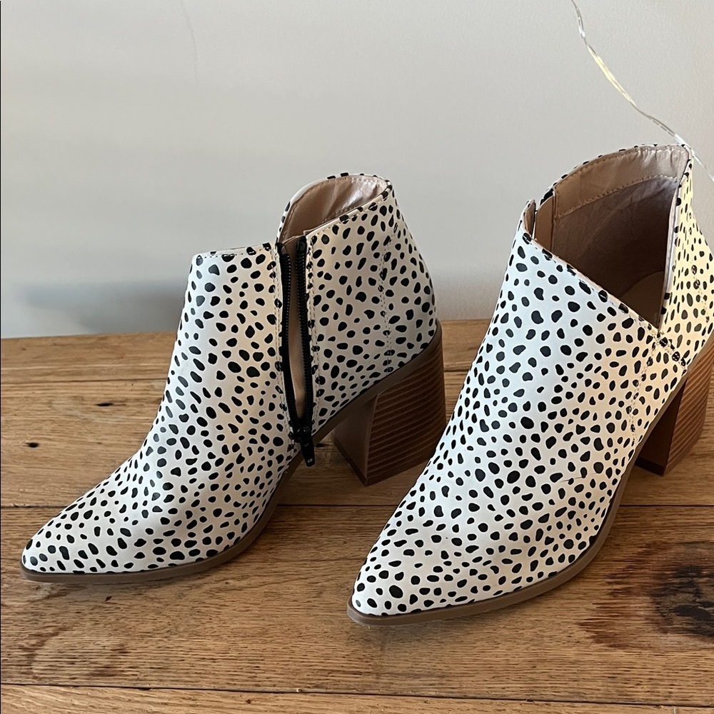 Serra Black and White Patterned Ankle Booties